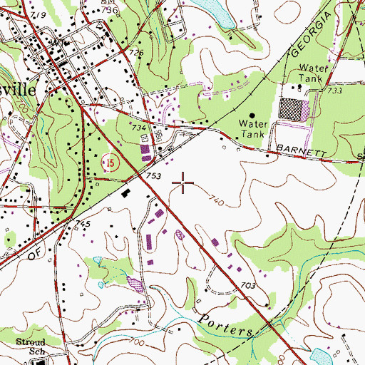 Topographic Map of Oconee Industrial Park, GA