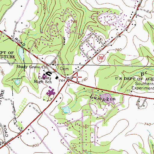 Topographic Map of Oconee Plaza Shopping Center, GA