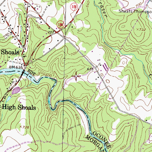 Topographic Map of Paradise Falls, GA