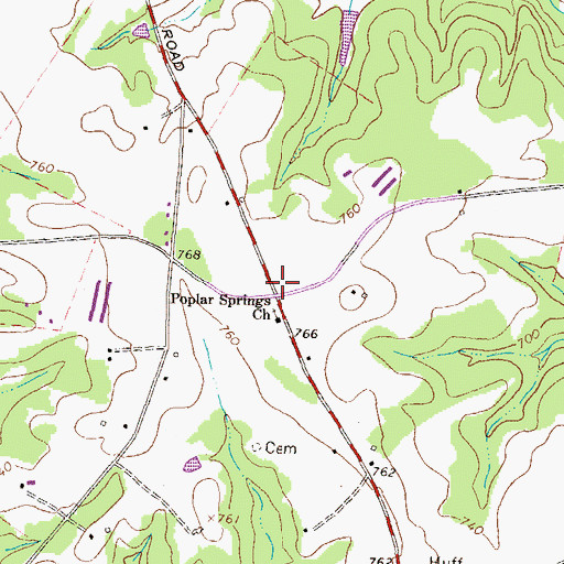 Topographic Map of Poplar Springs, GA