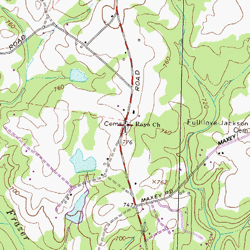 Topographic Map of Rays Cemetery, GA