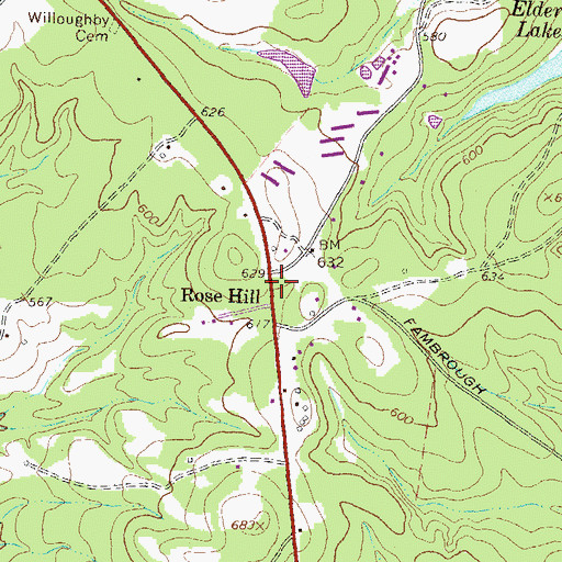 Topographic Map of Rose Hill School (historical), GA