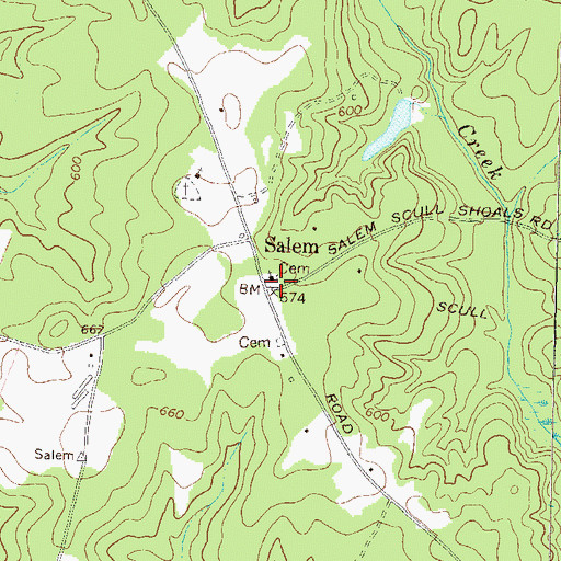 Topographic Map of Salem Cemetery, GA
