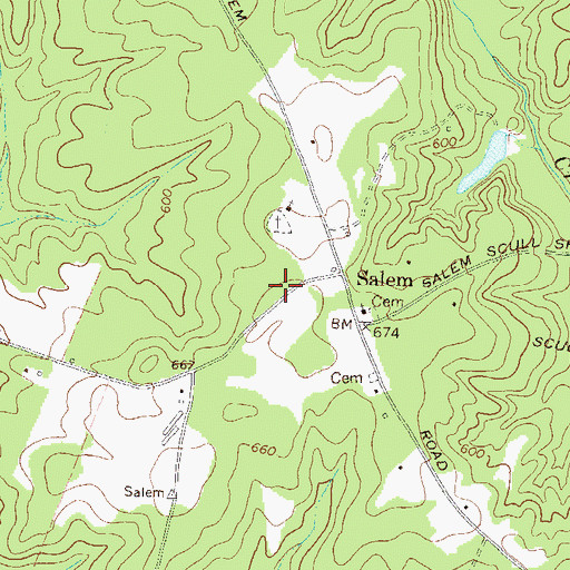 Topographic Map of Salem United Methodist Church, GA