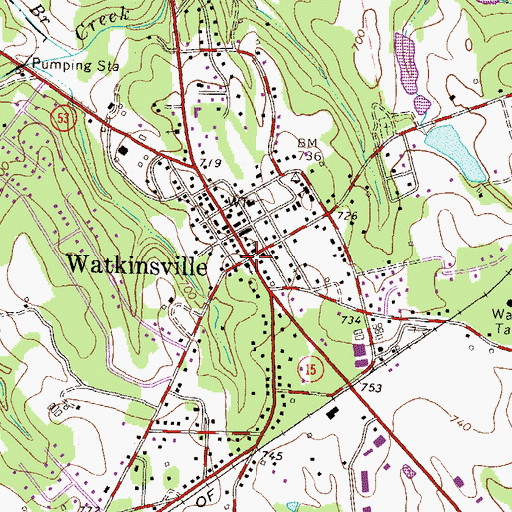 Topographic Map of South Main Street Historic District, GA