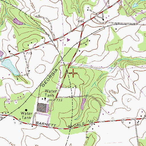 Topographic Map of The Briars, GA