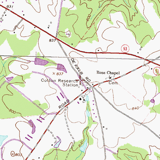 Topographic Map of University of Georgia College of Agriculture Plant Sciences Farm, GA