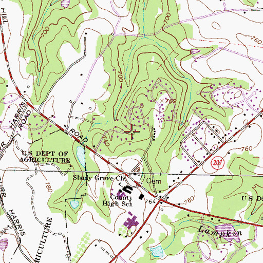 Topographic Map of Woodlands, GA