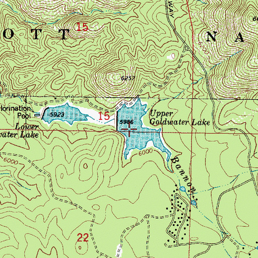 Topographic Map of Upper Goldwater Lake, AZ