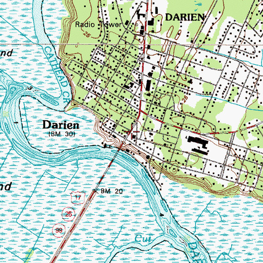 Topographic Map of Darien Post Office, GA