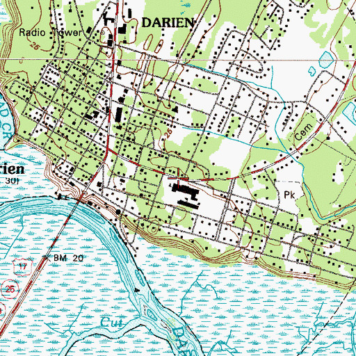 Topographic Map of Darien Public School, GA