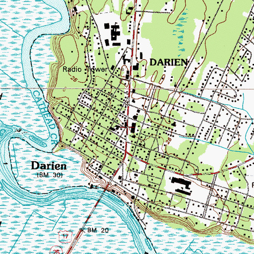 Topographic Map of First Baptist Church, GA