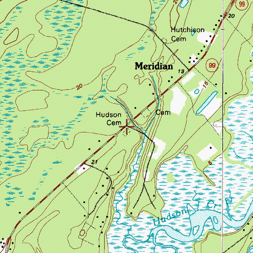 Topographic Map of Hudson Cemetery, GA