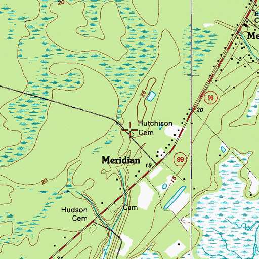 Topographic Map of Hutchinson Cemetery, GA