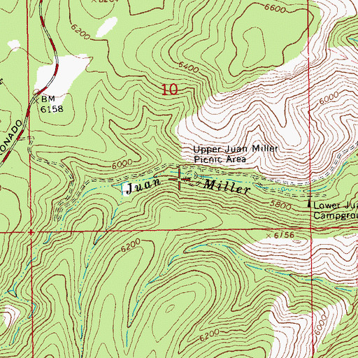 Topographic Map of Upper Juan Miller Picnic Area, AZ