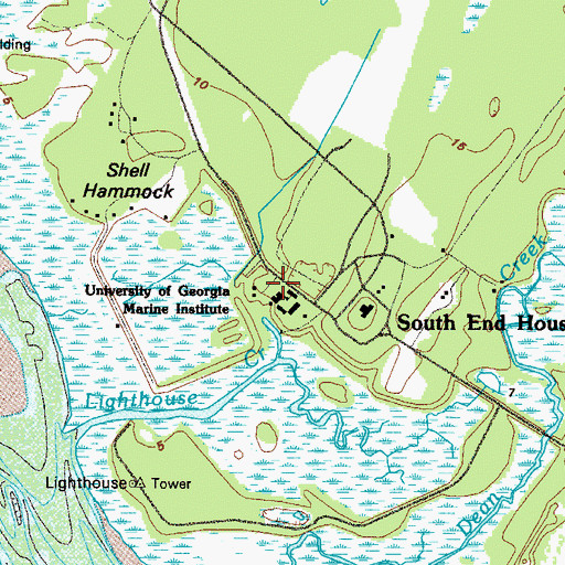 Topographic Map of University of Georgia Marine Institute, GA
