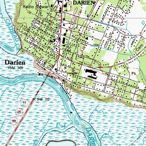 Topographic Map of Vernon Baptist Church, GA