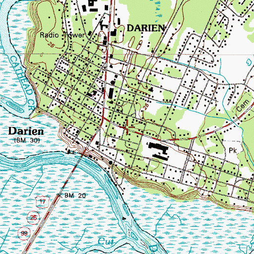 Topographic Map of Vernon Square-Columbus Square Historic District, GA