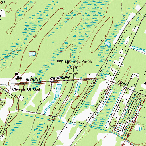Topographic Map of Whispering Pines Cemetery, GA