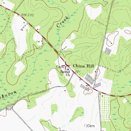 Topographic Map of Bethel Cemetery, GA