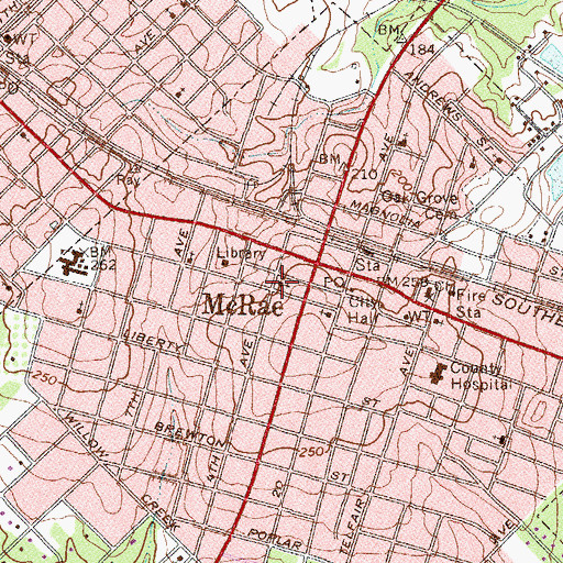 Topographic Map of First Baptist Church, GA