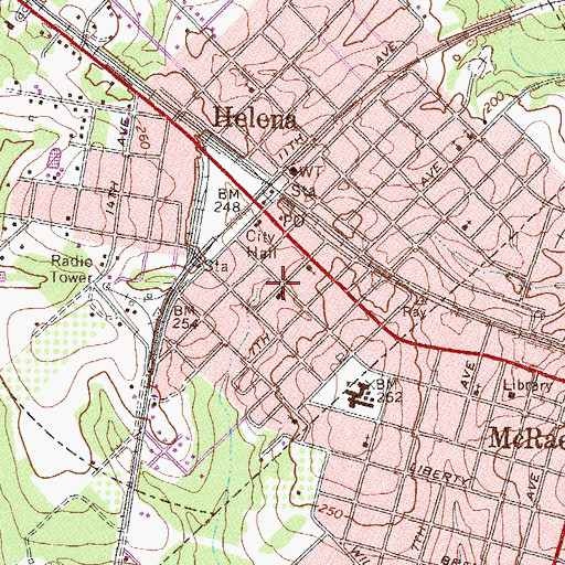 Topographic Map of Helena Baptist Church, GA