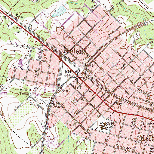 Topographic Map of Helena City Hall, GA