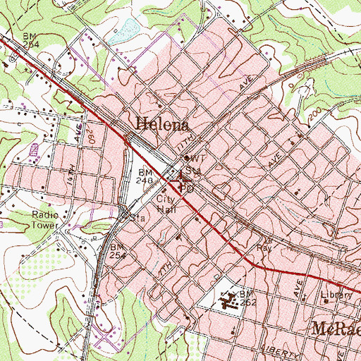 Topographic Map of Helena Post Office, GA