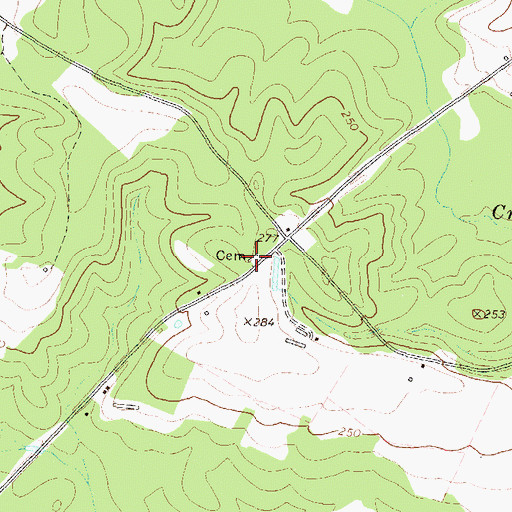 Topographic Map of Hulett Cemetery, GA