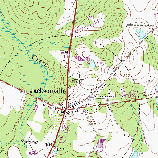 Topographic Map of Jacksonville Cemetery, GA