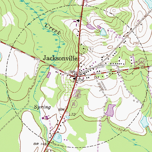 Topographic Map of Jacksonville United Methodist Church, GA