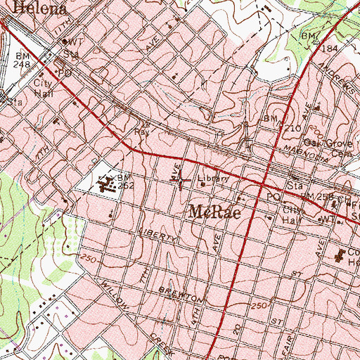 Topographic Map of McRae Presbyterian Church, GA