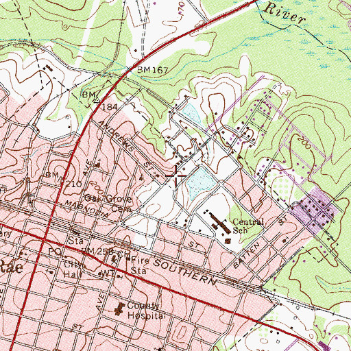 Topographic Map of McRae Senior Center, GA