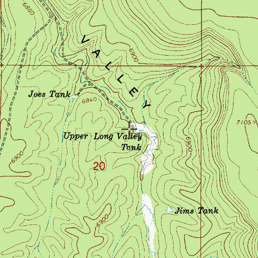 Topographic Map of Upper Long Valley Tank, AZ