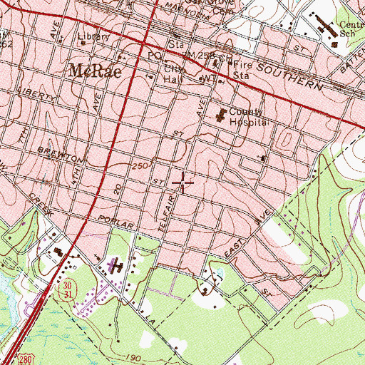 Topographic Map of Telfair Community Center, GA