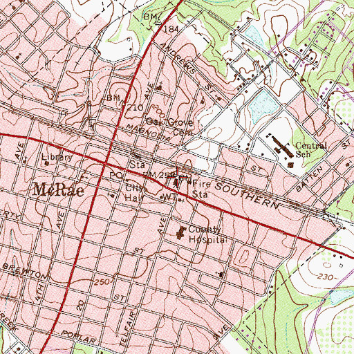 Topographic Map of Telfair County Courthouse, GA
