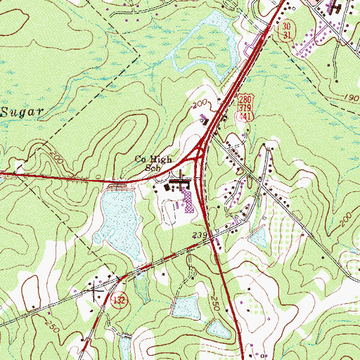 Topographic Map of Telfair County High School, GA