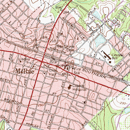 Topographic Map of Telfair County Jail, GA