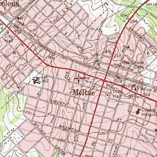Topographic Map of Telfair County Library, GA