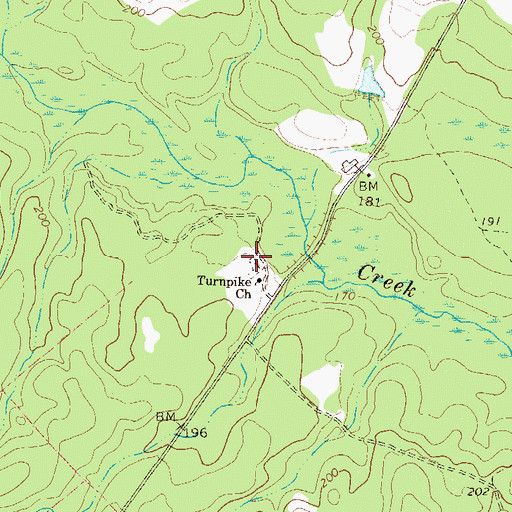 Topographic Map of Turnpike Cemetery, GA