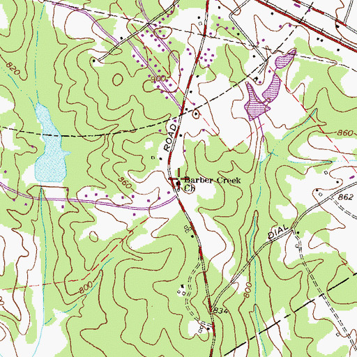 Topographic Map of Barbers Creek School (historical), GA