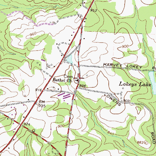 Topographic Map of Bethel School (historical), GA