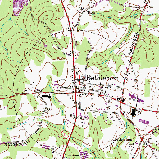Topographic Map of Bethlehem African Methodist Episcopal Zion Church, GA