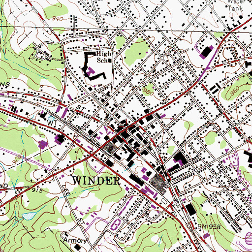 Topographic Map of Broad Street Commercial Historic District, GA