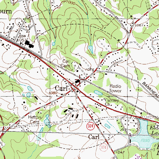 Topographic Map of Carl Baptist Church, GA