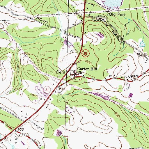 Topographic Map of Carter Hill School (historical), GA