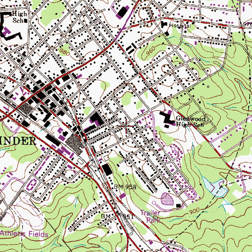 Topographic Map of East Side Baptist Church, GA