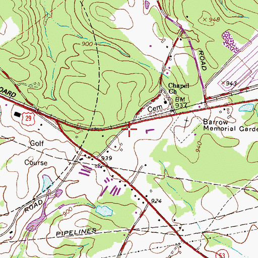 Topographic Map of Eastside Church, GA