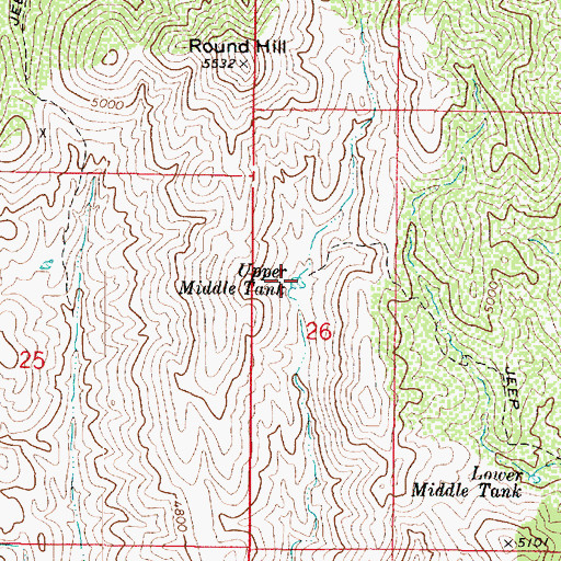 Topographic Map of Upper Middle Tank, AZ