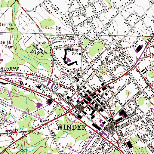 Topographic Map of First United Methodist Church, GA